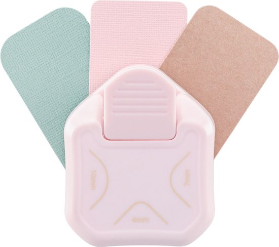 Vaessen Creative Pons - Hoekpons - 3 in 1 Label Pons - 4, 7, en 10 mm - Roze