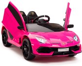 Elektrische kinderauto Lamborghini Aventador SVJ, 12 volt met echte vleugeldeuren! | Elektrische Kinderauto | auto voor kinderen Met afstandsbediening | Kinderauto voor 1 tot 5 jaar (Roze)