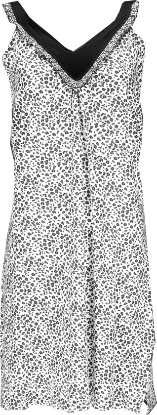 Irresistible Dames Nachthemd - 100% Katoen - Panter Print - Zwart - Maat L