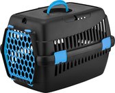 Budget Draagtas Zwart/blauw-52x33x32cm - Hond - Animal Boulevard - Ab40000 - Blauw/zwart