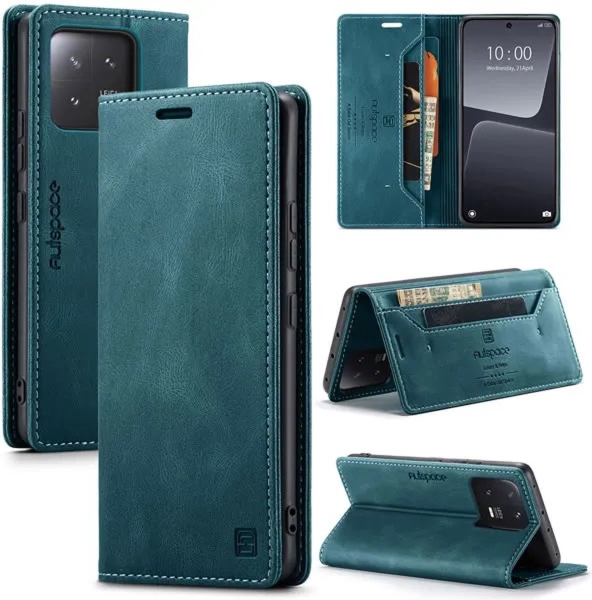 Luxe Flip Case met RFID Bescherming Kaarthouder en Magneetsluiting voor Xiaomi 13 _ Blauw