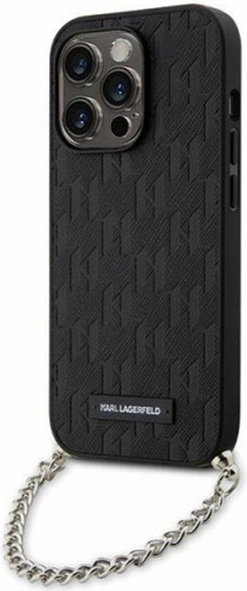 Karl Lagerfeld Saffiano Monogram Back Case - Geschikt voor Apple iPhone 14 Pro Max (6.7") - Zwart