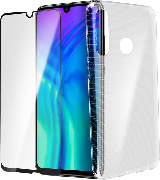 Case Geschikt voor Honor 20 Lite/Honor 20e siliconengel en gehard glas 9H hardheid Zwart