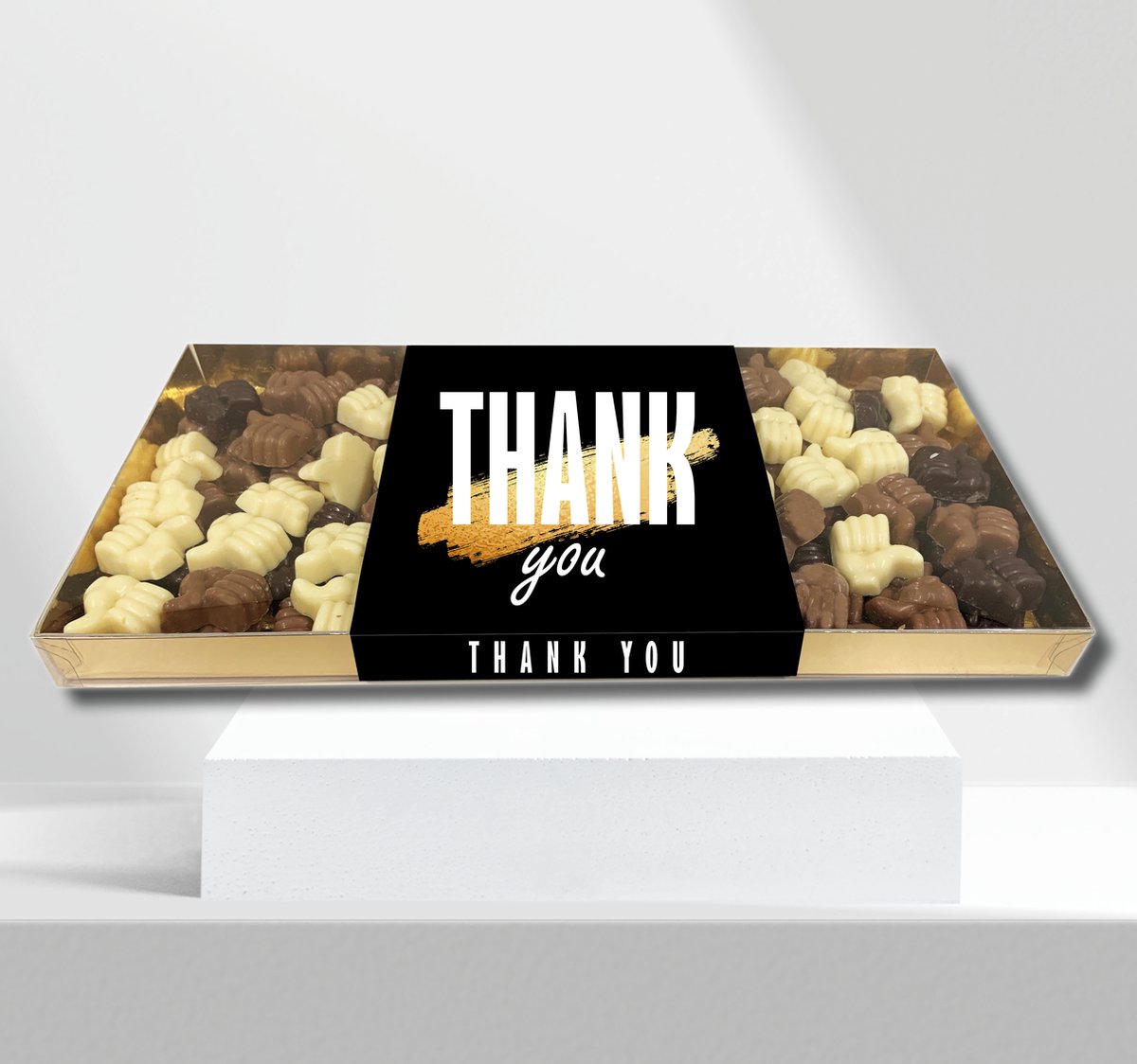 LogoChoc Thank You chocolade duimpjes - melk, wit en puur - 1000 gram