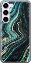 Hoesje geschikt voor Samsung Galaxy S23 - Blue Marble Waves - Marmer - Blauw - Soft Case Telefoonhoesje - TPU Back Cover - Casevibes
