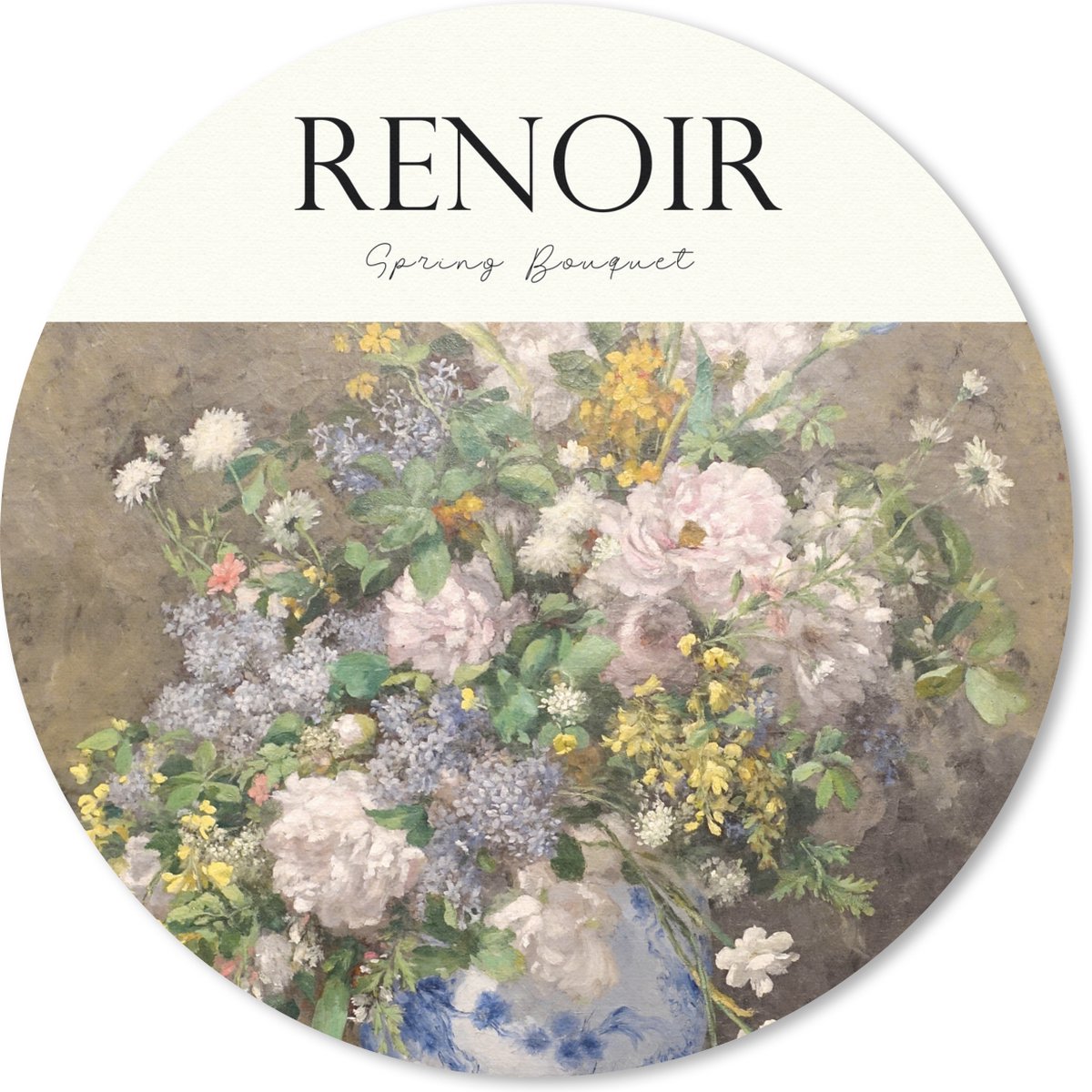 Muismat rond 30x30 cm - Mousepad Bloemen - Renoir - Boeket - Kunst - Ronde muismatten