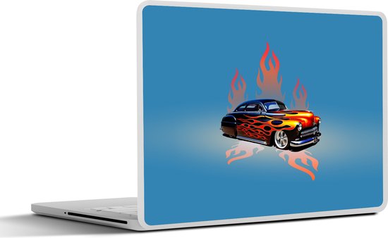 Laptop sticker - 17.3 inch - Auto - Vlammen - Vuur - Blauw - Vintage ...