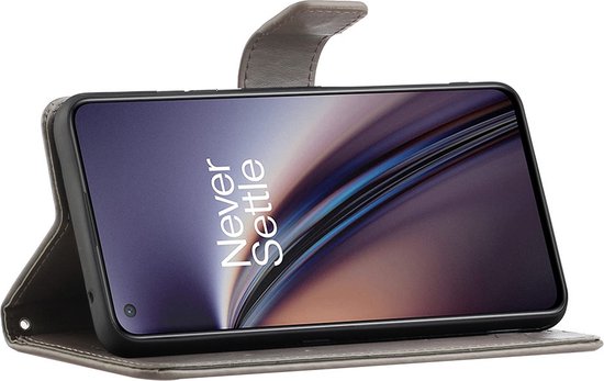 Étui OnePlus Nord 2 - Étui à Fleurs - Grijs