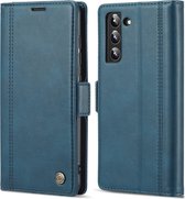 LC.IMEEKE Classic Book Case - Geschikt voor Samsung Galaxy S22 Hoesje - Blauw