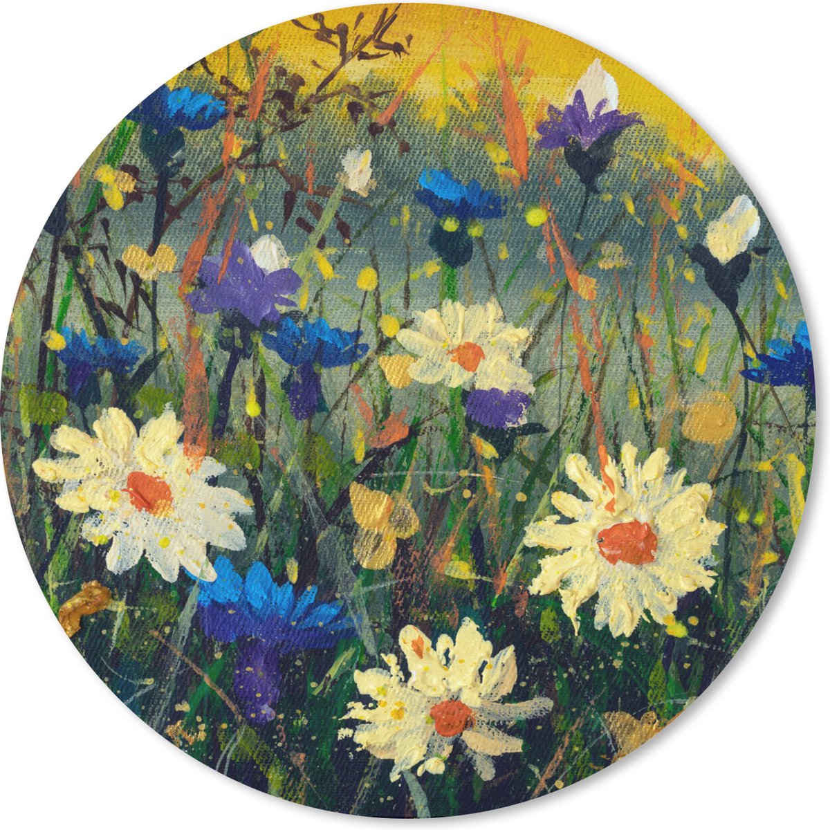 Muismat rond 40x40 cm - Mousepad Schilderij - Olieverf - Natuur - Bloemen - Ronde muismatten