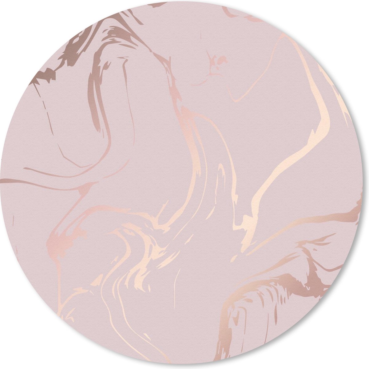 Muismat rond 40x40 cm - Mousepad Marmer - Roségoud - Lijn - Ronde muismatten