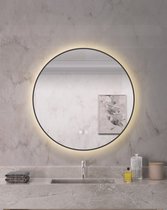 LED spiegel - Badkamerspiegel zwart frame - 3 standen led dimbaar - Anti condens - Rond 80 cm