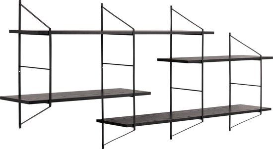 Sohome Etagère murale Montrelle - métal / bois 191 x 79cm - noir