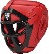 RDX Sports T1 Head Guard Boxe - Casque de boxe - Avec grille - Faux cuir - Rouge - S