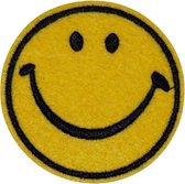 Emoji Smiley Lach Vrolijk Tevreden Strijk Embleem Patch 6.2 cm / 6.2 cm / Zwart Geel