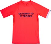 JUJA - UV-Zwemshirt met korte mouwen voor kinderen - High Visual - UPF50+ - St. Tropez - Neon koraal - maat 98-104cm