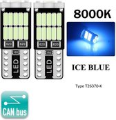 T10 Led Lamp Ice Blue (Set 2 stuks) 8000K Canbus 5W5 | 368 Lumen | Type T26370-K | W5W | Led Signal Light | 12V | 168 | 194 | 2x | Stadslicht | 4024 26SMD | 8000 | IJs | Blauw | Kelvin | Autolampen | Car licht | Lampen |