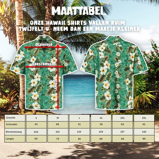 Hawaii Blouse Mannen - Shirt - Hemd - 100% Katoen - Overhemd Heren Korte Mouw - Made in Hawaii "Tiki Tropics" Maat S