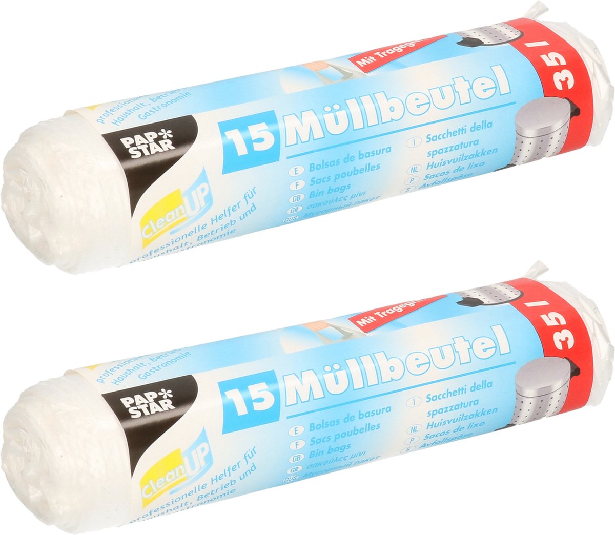 Goedkoopste Papstar afvalzakken/vuilniszakken - 30x stuks - 35 liter - transparant - Prullenbak zakken
