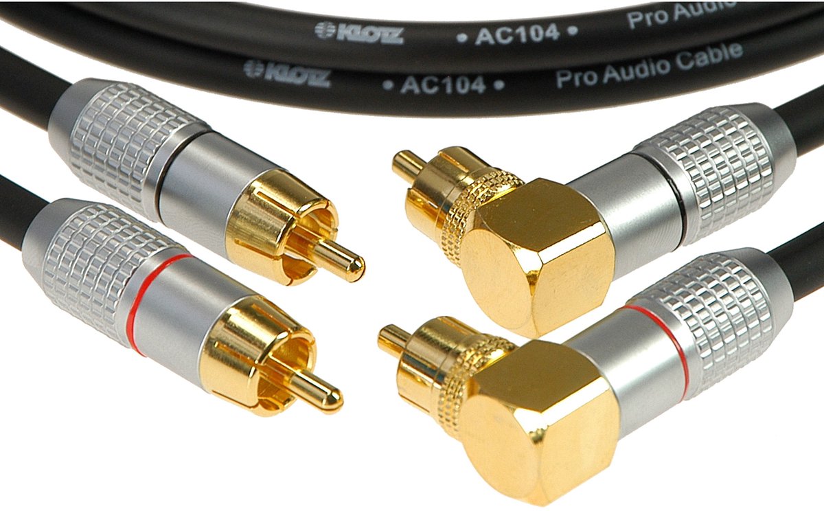 Klotz HighEnd Cinch Dualkabel hoek goudcontacten, 0,3m, ALPA003 - Audio kabels