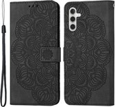 Hoesje Mandala Book Case met Pasjeshouder Zwart Geschikt voor Samsung Galaxy A34