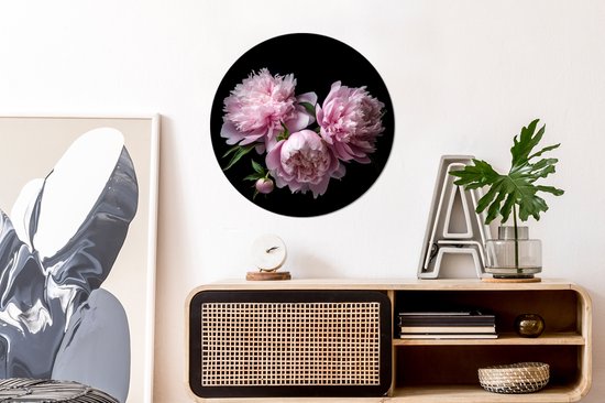 WallCircle - Cercle Mural - Cercle Mural - Pivoine - Rose - Fleurs - Botanique - Nature - Aluminium - Dibond - 60x60 cm - Intérieur et Extérieur