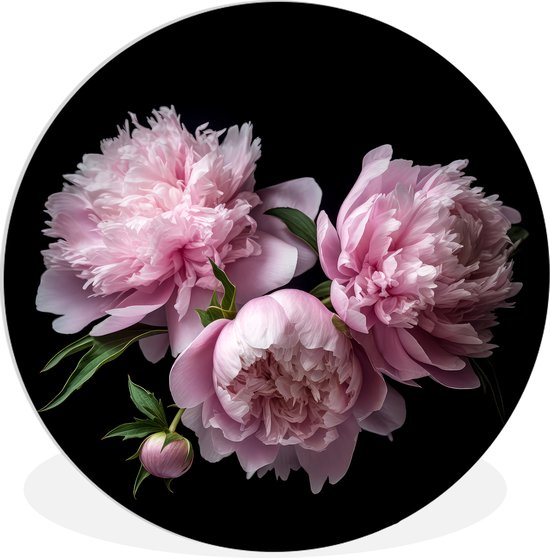 WallCircle - Wall Circle - Wall Circle Indoor - Pivoine - Rose - Fleurs - Botanique - Nature - 30x30 cm - Décoration murale - Peintures Ronds