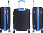 Reiskoffer - Koffer met TSA slot - Reiskoffer op wielen - Stevig ABS - 66 Liter - Santorini - Zwart / Blauw - Travelsuitcase - M