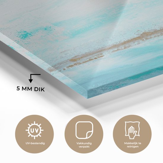 MuchoWow® Peinture sur verre 120x80 cm - Peinture sur verre acrylique - Peinture - Peinture - Abstrait - Blauw - Photo sur verre - Peintures