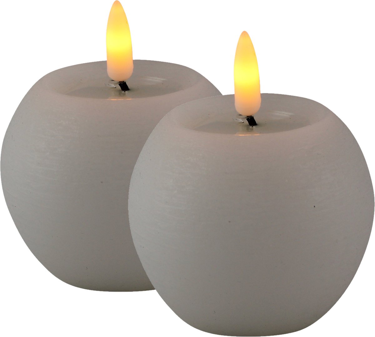 Magic Flame LED kaarsen/bolkaarsen - 2x st - rond - wit - D8 x H7,5 cm
