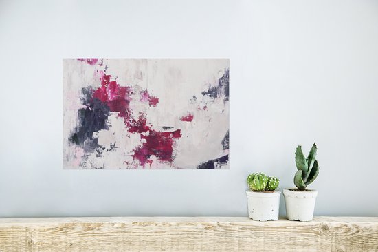 Poster Roze - Grijs - Verf - Abstract - 30x20 cm