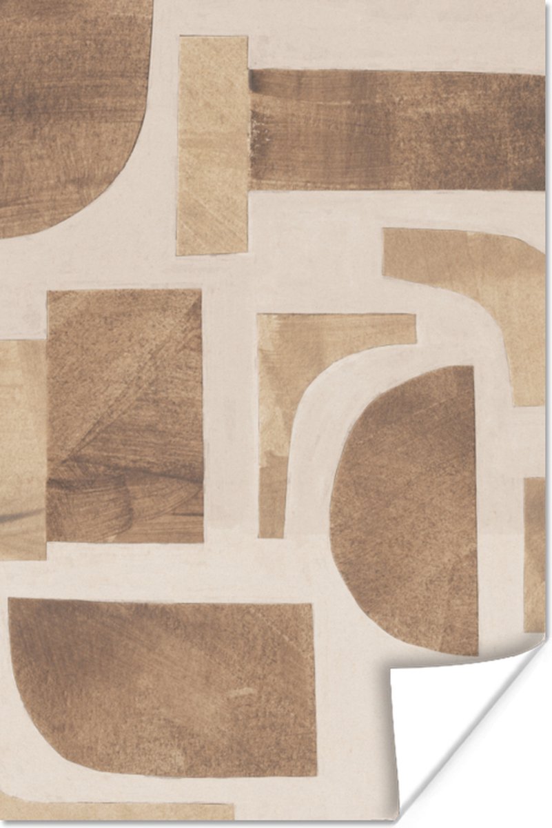 Poster Vormen - Abstract - Puzzel - Hout - 40x60 cm