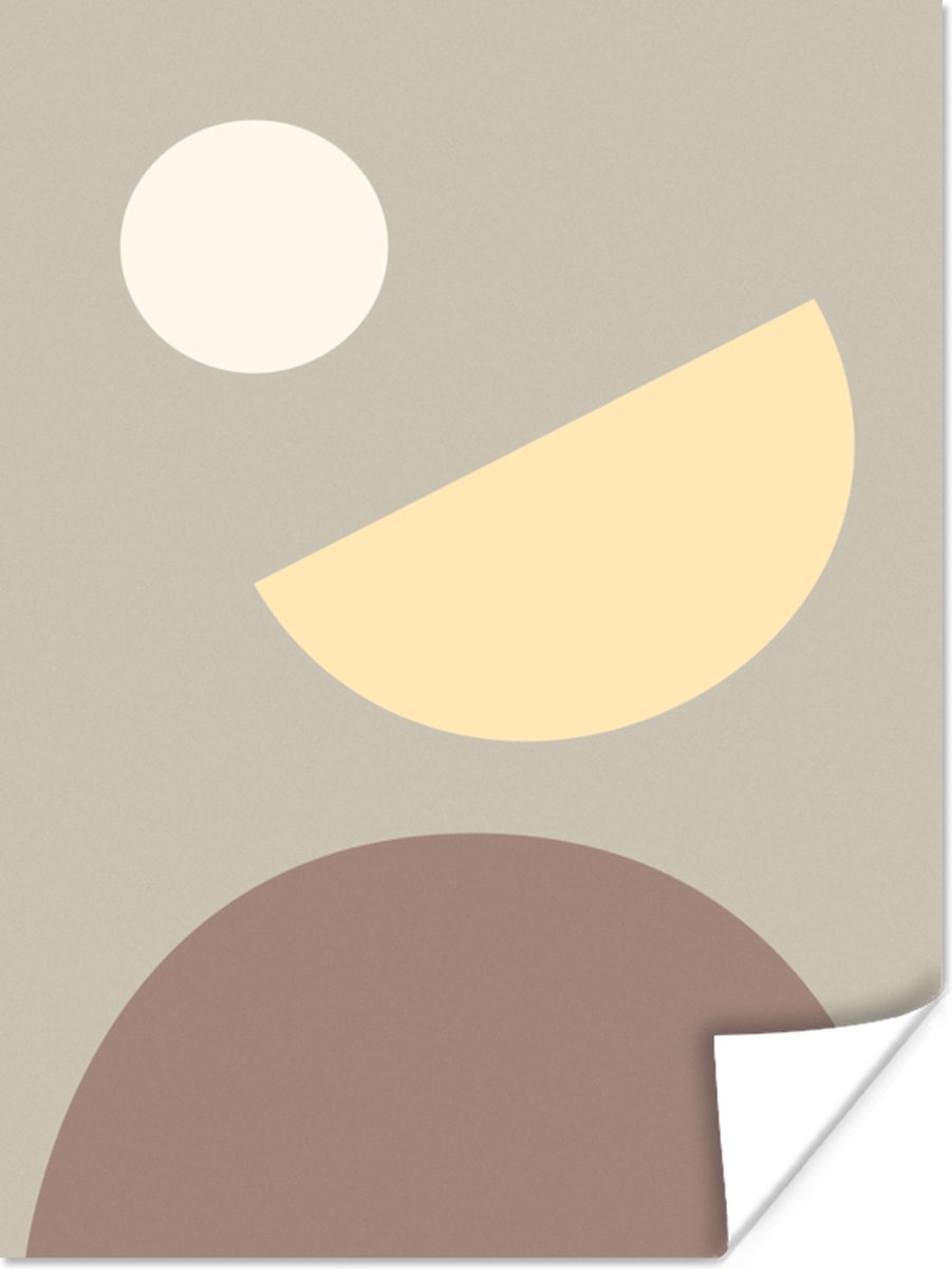 Poster Vormen - Abstract - Cirkel - Geel - 60x80 cm