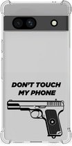 Cover Case Google Pixel 7A Telefoonhoesje met doorzichtige rand Pistol Don't Touch My Phone