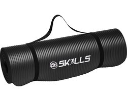 Fitness deal db SKILLS Fitnessmat zwart met draagriem en tas - Anti slip - sportmat -yogamat extra dik 183 cm 61 cm 1.5 dik