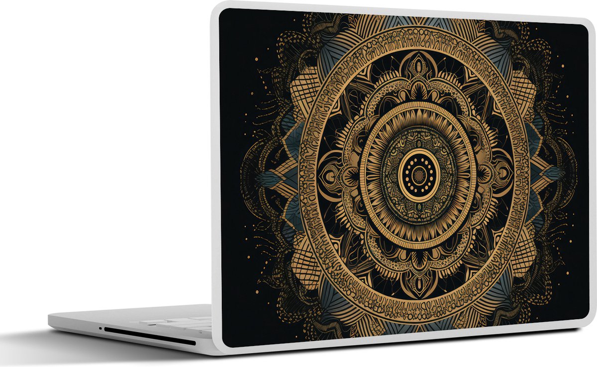Laptop sticker - 10.1 inch - Mandala - Goud - Bohemian - Luxe - 25x18cm - Laptopstickers - Laptop skin - Cover