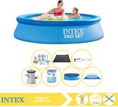 Intex Easy Set Zwembad - Opblaaszwembad - 244x61 cm - Inclusief Afdekzeil, Onderhoudspakket, Filter, Grondzeil, Stofzuiger en Solar Mat