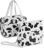 RHYTHMFLAME Travel Organizer - Reis Toilet Tas - Cosmetica Organizer - Packing Cube - Bagage Tasje - Koffer Tas - Travel Bag - 3 Pack - Zwart wit