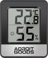 AdroitGoods - Digitale Hygrometer Indoor Thermometer - Zwart - Temperatuur Vochtigheid Meter