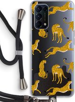 Case Company® - Coque Oppo Find X3 Lite avec cordon - Léopard - Protection de téléphone avec cordon Zwart - Protection sur tous les côtés et sur les bords de l'écran
