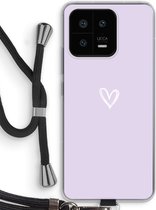 Case Company® - Hoesje met koord geschikt voor Xiaomi 13 hoesje met Koord - Klein hartje paars - Telefoonhoesje met Zwart Koord - Bescherming aan alle Kanten en Over de Schermrand