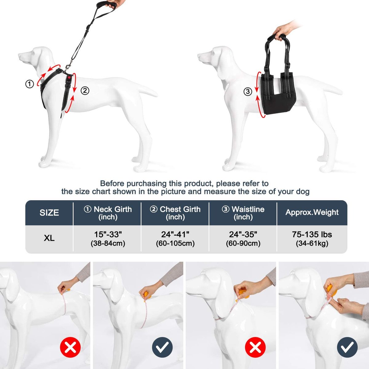 Harnais De Levage Pour Chien - Soutien Complet Du Corps Et Sangle De Récupération Pour Chiens âgés, Blessures Articulaires, Arthrite, Promenade Des Chiens Handicapés (jaune, Taille S
