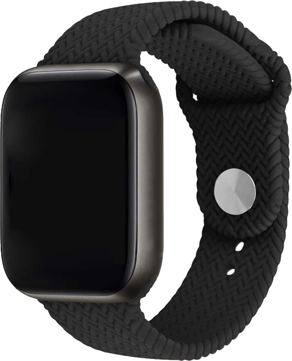 Innerlight® Woven+ - Zwart Geweven - 38/40/41mm - Siliconen bandje geschikt voor Apple Watch - Geschikt als Apple watch bandje voor Series 1/2/3/4/5/6/7/8/9/ 10 42mm/ 11 42mm/SE