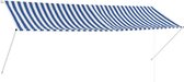 vidaXL - Luifel - uittrekbaar - 350x150 - cm - blauw - en - wit