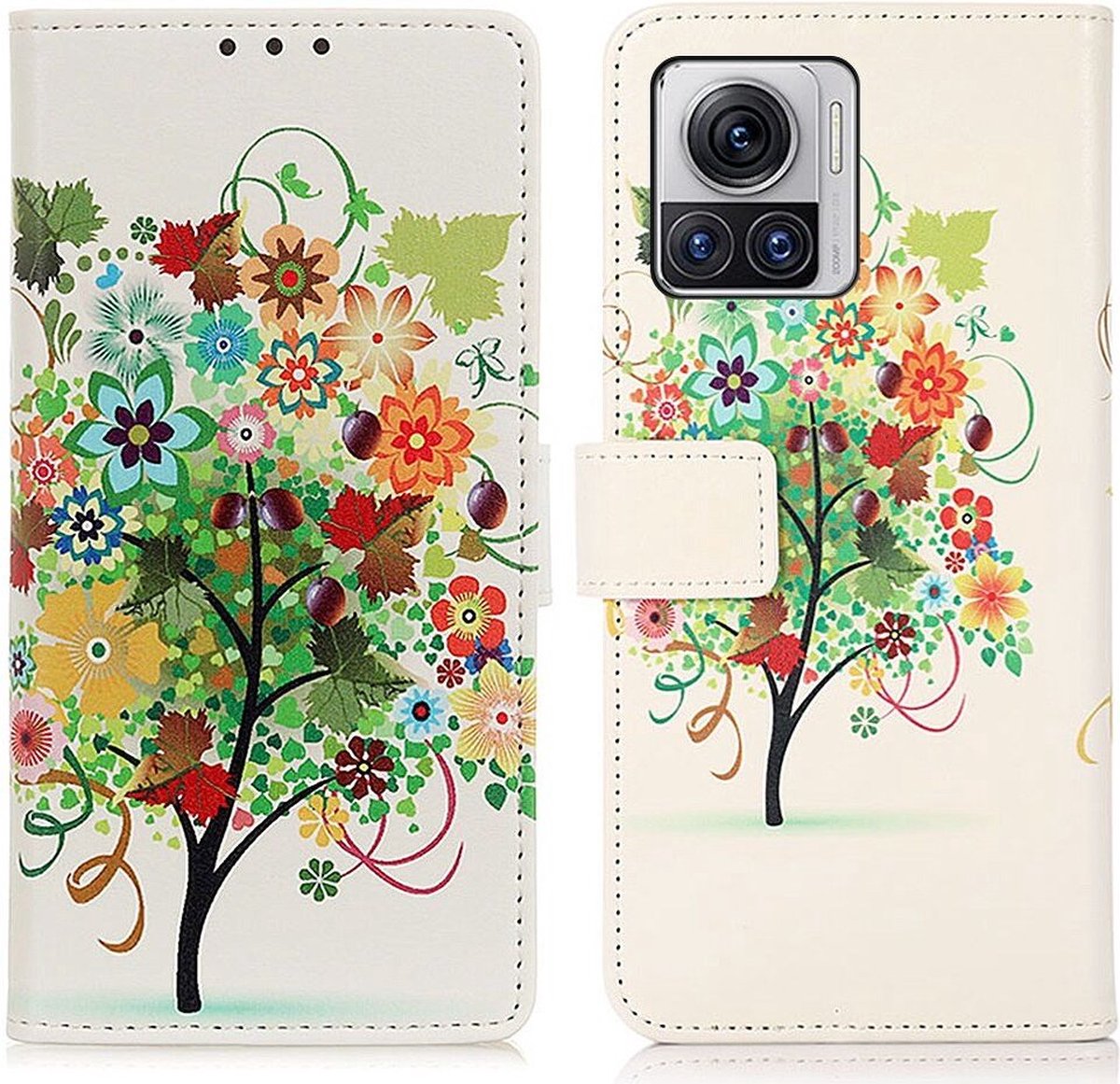 Motorola Edge 30 Ultra Hoesje Portemonnee Book Case Tree Print