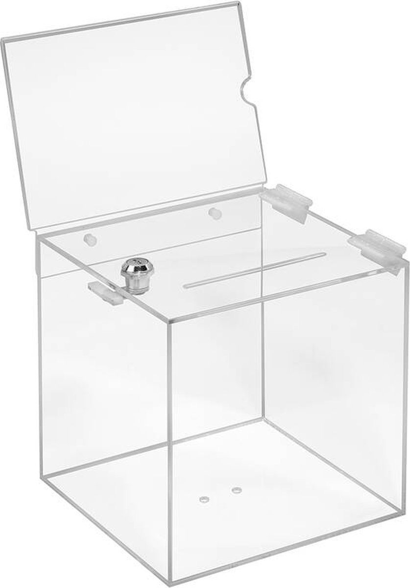 20cm Donatiebox / Ideeënbus met Slot en A5 Posterhouder