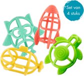 Bo Jungle - Siliconce speelgoed baby - Anneau de dentition - Jouets de dentition - Cadeau de maternité - Emballage économique - Set de 4 formes