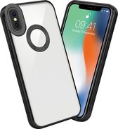 Cadorabo Hoesje geschikt voor Apple iPhone XS MAX in Transparant - Zwart - Beschermhoes gemaakt van flexibel TPU silicone Case Cover met Chrome applicatie