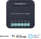Hombli Smart Switch Module - Retrofit Wifi schakelaar voor dubbele wandschakelaar of stopcontact – Bediening via Mobiele App - Geen hub nodig
