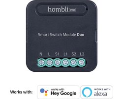 Hombli Smart Switch Module – Retrofit Wifi schakelaar voor dubbele wandschakelaar of stopcontact – Bediening via Mobiele App – Geen hub nodig